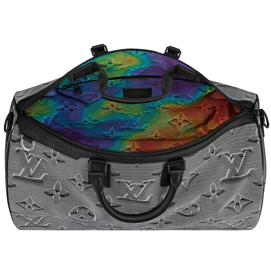 Louis Vuitton Reversible Keepall Bandouliere Monogram 3D Rainbow Gray Black